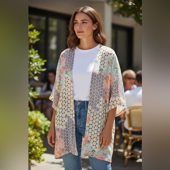 NEW•ZEN•0-14•ONE SIZE FLOWY KIMONO - Picture 7 of 13